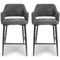 Tipton Dark Grey Fabric Bar Chairs In Pair