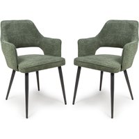 Tipton Green Fabric Dining Chairs In Pair