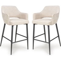 Tipton Natural Fabric Bar Chairs In Pair