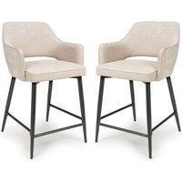 Tipton Natural Fabric Counter Dining Chairs In Pair