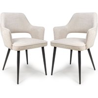 Tipton Natural Fabric Dining Chairs In Pair