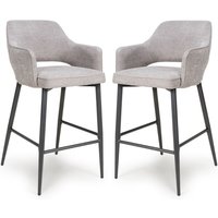 Tipton Pewter Fabric Bar Chairs In Pair