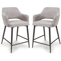Tipton Pewter Fabric Counter Dining Chairs In Pair
