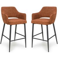 Tipton Rust Fabric Bar Chairs with Black Legs in Pair