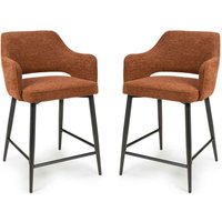 Tipton Rust Fabric Counter Bar Chairs with Black Legs in Pair