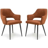 Tipton Rust Fabric Dining Chairs with Black Legs in Pair