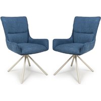 Tirana Blue Fabric Dining Chairs In Pair