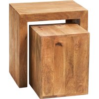 Tivat Mango Wood Cubed Nest Of 2 Tables In Light Mahogany