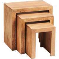 Tivat Mango Wood Nest Of 3 Tables In Light Mahogany