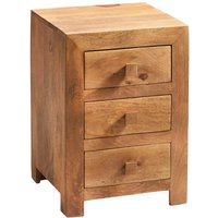 Tivat Mango Wood Bedside Cabinet 3 Drawers In Light Mahogany