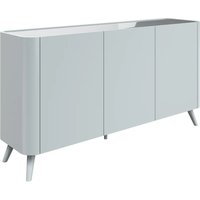 Tivori High Gloss Sideboard with 3 Doors In Light Grey with Glass Top
