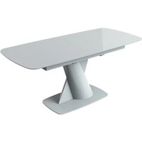 Tivori Large High Gloss Extending Dining Table In Light Grey With Glass Top