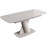 Tivori Large High Gloss Extending Dining Table In Taupe With Glass Top