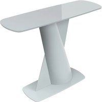 Tivori Rectangular High Gloss Console Table In Light Grey With Glass Top