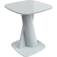 Tivori Square High Gloss Side Table In Light Grey With Glass Top