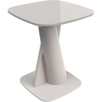 Tivori Square High Gloss Side Table In Taupe With Glass Top