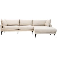 Toccoa Fabric Right Handed 3 Seater Sofa In Cream
