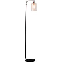 Toledo Clear Glass Shade Floor Lamp In Matt Black