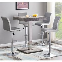 Topaz Concrete Effect Bar Table With 4 Ritz Grey White Stools