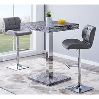 Topaz Melange Marble Effect Bar Table 2 Candid Grey Stools