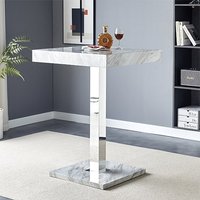 Topaz High Gloss Bar Table Square In Magnesia Marble Effect