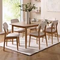 Topeka Brown Wooden Extending Dining Table With 6 Chairs