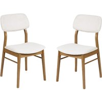 Topeka Oak Wooden Dining Chairs With White Fabric Seat - Pair