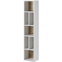Torino Wooden Bookcase 7 Shelves In Matt White And San Remo Oak