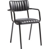 Toulouse Faux Leather Stacking Armchair In Vintage Black