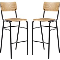 Toulouse Oak Wooden Stacking Bar Stools In Pair