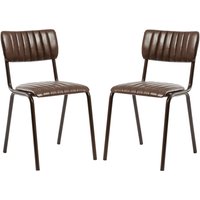 Toulouse Vintage Brown Faux Leather Stacking Bar Chairs In Pair