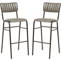 Toulouse Vintage Dark Grey Faux Leather Bar Stools In Pair