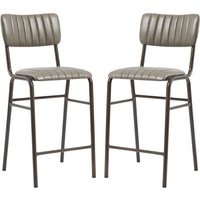 Toulouse Vintage Dark Grey Faux Leather Mid Bar Stools In Pair