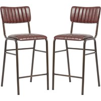 Toulouse Vintage Red Faux Leather Mid Bar Stools In Pair
