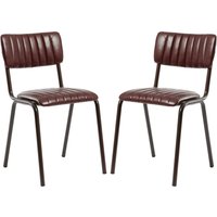 Toulouse Vintage Red Faux Leather Stacking Bar Chairs In Pair