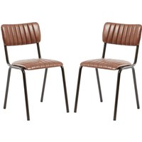 Toulouse Vintage Tan Faux Leather Stacking Bar Chairs In Pair