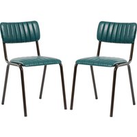 Toulouse Vintage Teal Faux Leather Stacking Bar Chairs In Pair