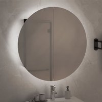 Trail Medium Bathroom Mirrored Cabinet In Black With LED