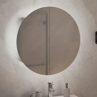 Trail Small Bathroom Mirrored Cabinet In White With LED