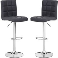 Treno Grey Faux Leather Bar Chairs With Chrome Base In A Pair