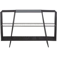 Ruchbah Grey Glass Top Console Table With Black Metal Frame