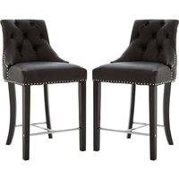 Trento Upholstered Black Faux Leather Bar Chairs In A Pair