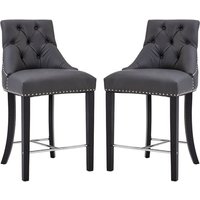 Trento Upholstered Grey Faux Leather Bar Chairs In A Pair