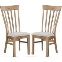 Trevino Oak Wooden Dining Chairs With Fabric Seat In Pair