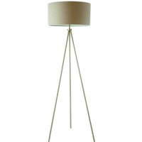 Tri Matte Nickel Tripod Floor Lamp with Grey Shade