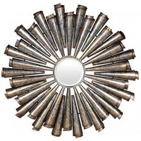 Tribes Round Wall Bedroom Mirror In Antique Silver Frame