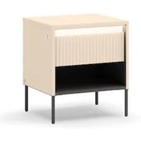 Trier Wooden Bedside Cabinet With 1 Drawer In Beige And LED