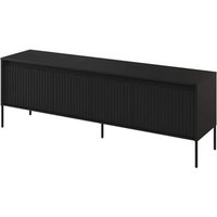 Trier Wooden TV Stand Small With 4 Doors In Matt Black