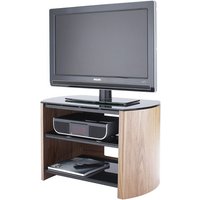 Flare Small Black Glass TV Stand With Light Oak Wooden Base