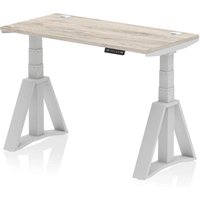 Troy 120cm Wooden Adjustable Laptop Desk Silver Foot In Grey Oak